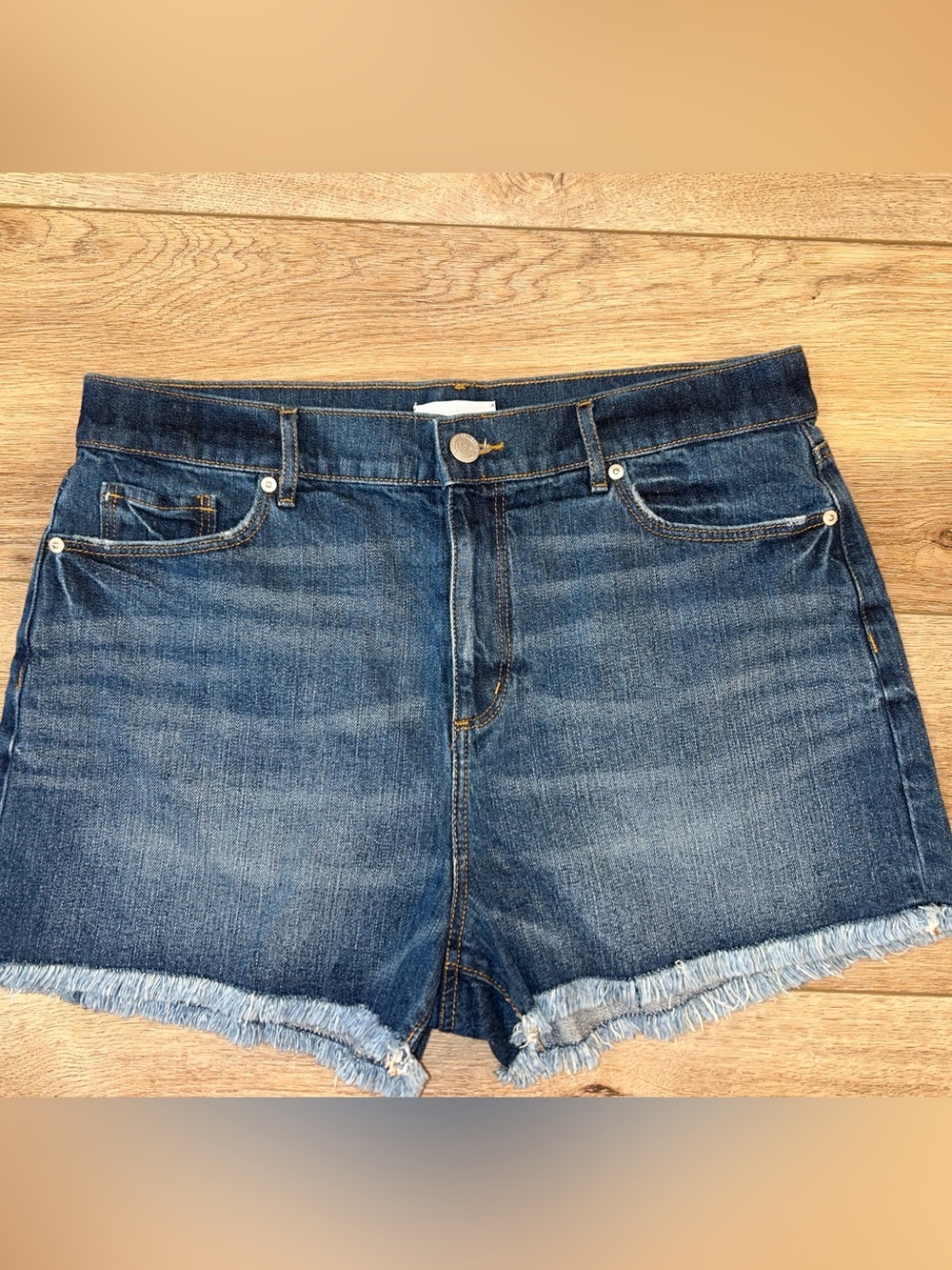LOFT Dark Blue Denim Frayed-Hem Women's Shorts 12/31